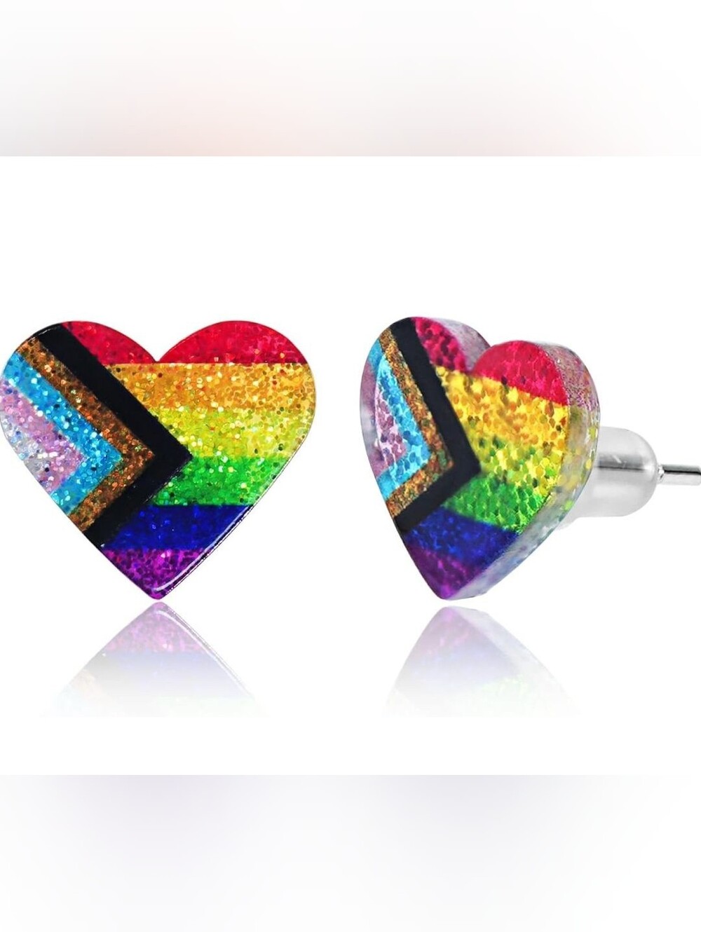 LGBTQ+ Rainbow Heart Pride Earrings for Women Men, Acrylic